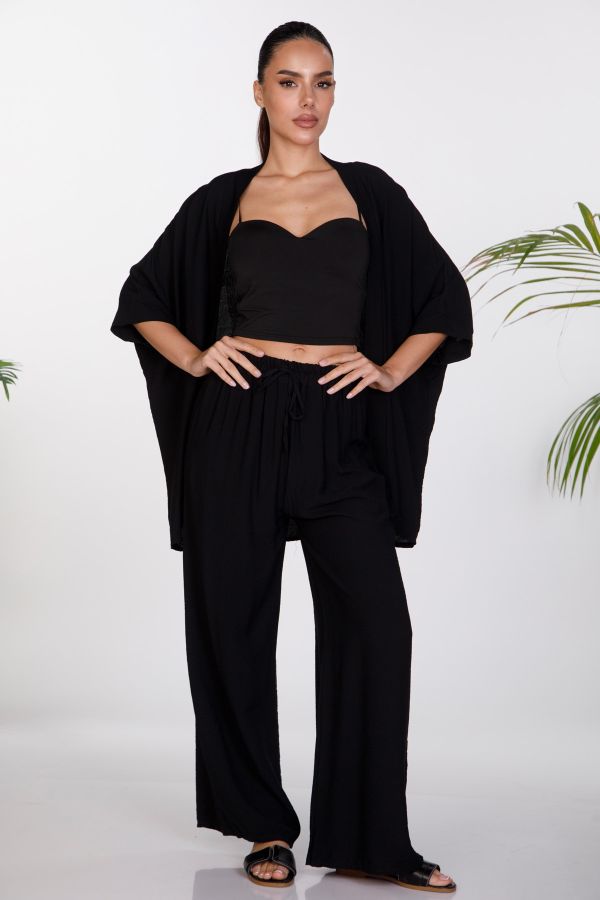 Angel wings kimono and wide-leg trousers co-ord