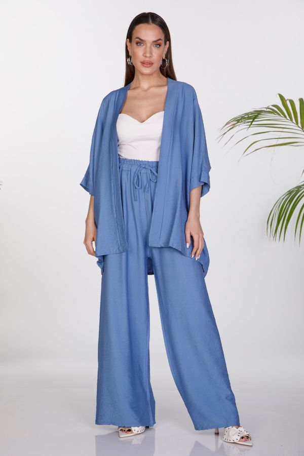 Angel wings kimono and wide-leg trousers co-ord
