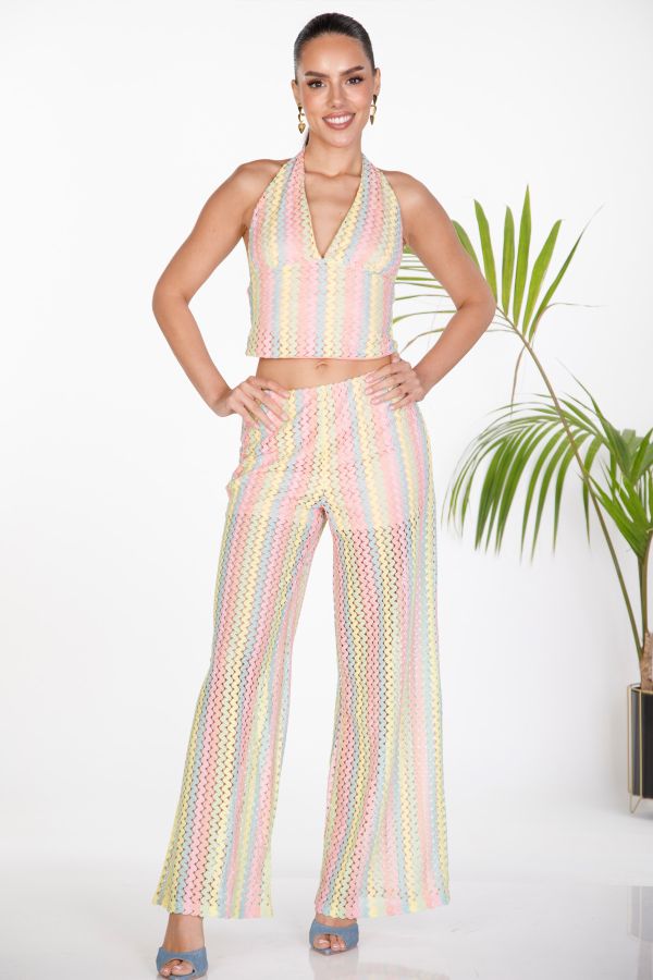 Crochet halter top and trousers set