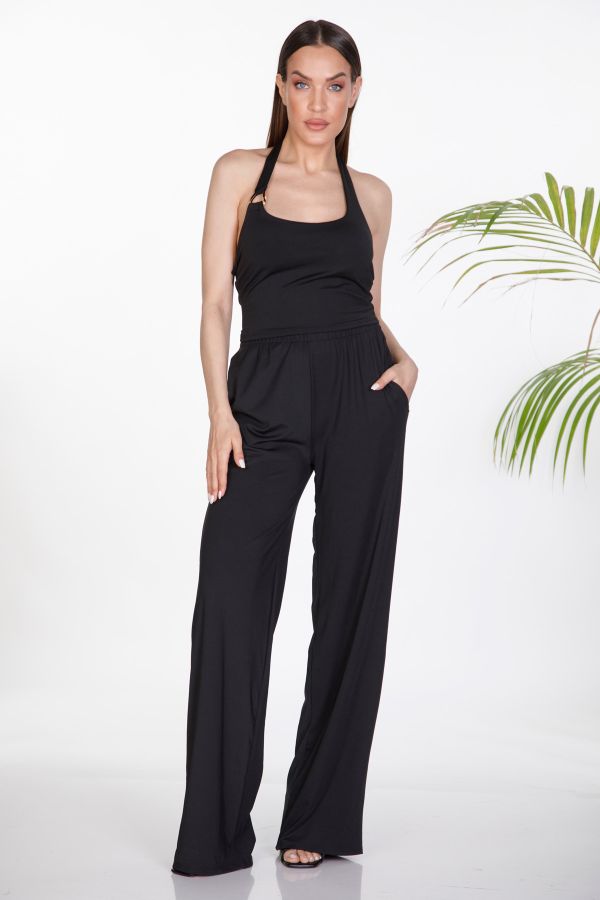 Σετ τοπ με κρίκο και παντελόνα wide-leg