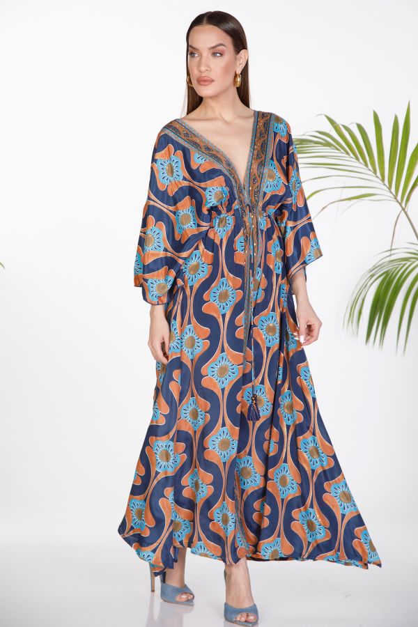 Μάξι boho φόρεμα με εμπριμέ σχέδιο
