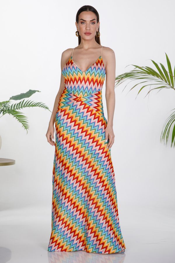 Maxi chevron print dress