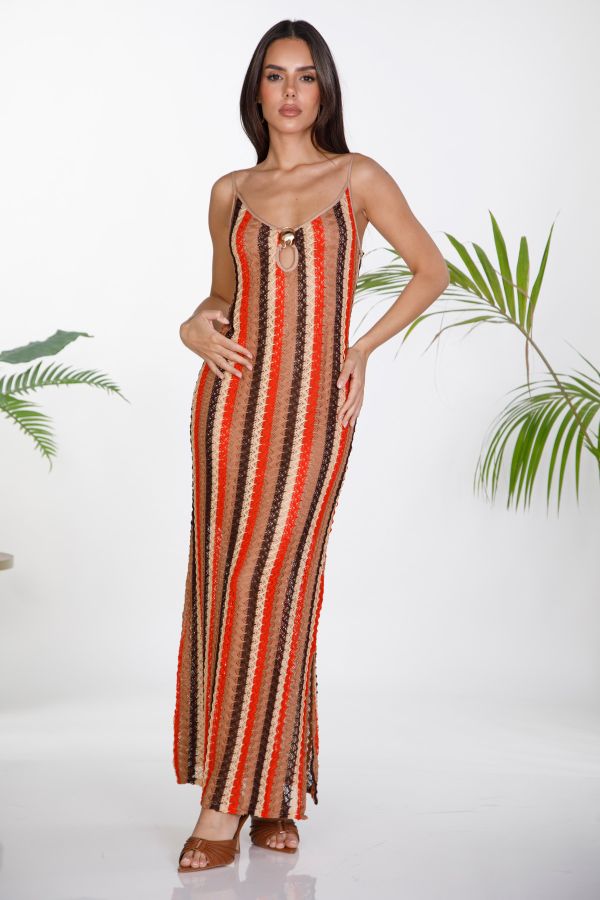 Knitted maxi dress with seashell detail