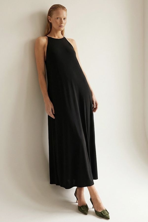 Maxi halter satin dress