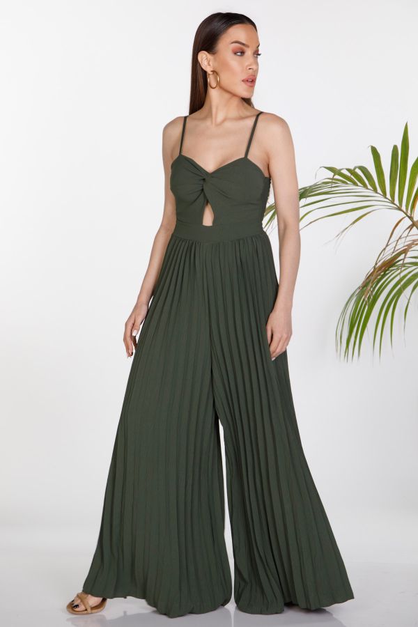 Pleated cut-out jumpsuit
