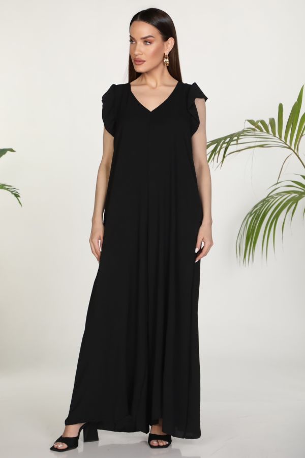 V-neck ruffle jumpsuit with back tie