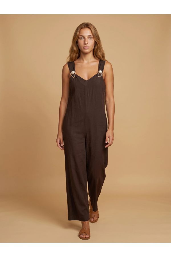 Jumpsuit with decorative buckle