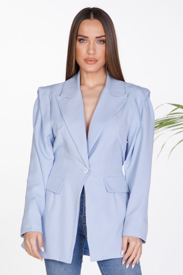 Blazer with shoulder design and corded belt