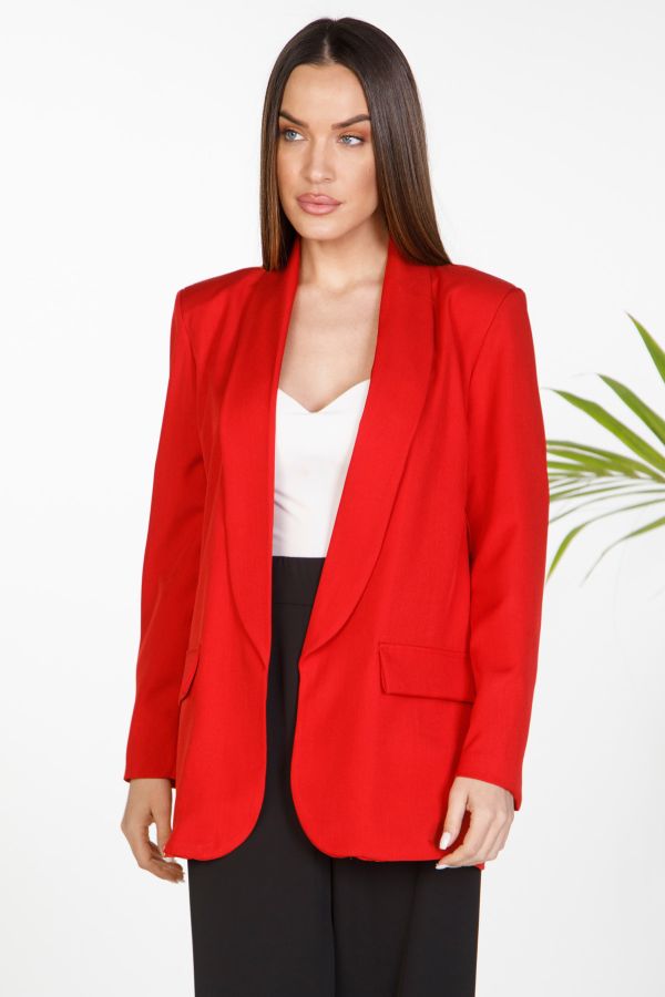 Long-sleeve open blazer with shoulder pads