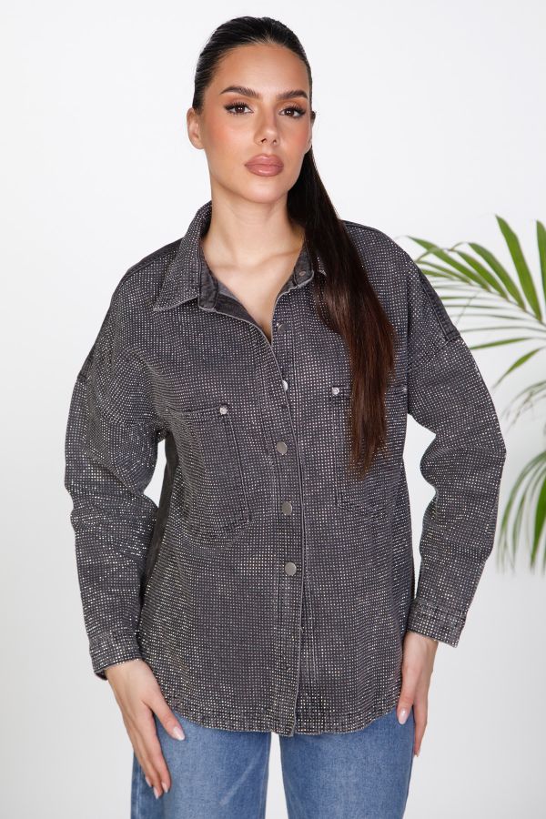 Denim Jacket with Rhinestones