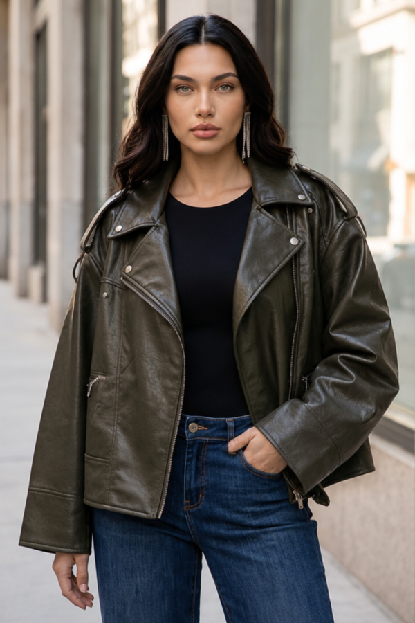 Oversized biker jacket