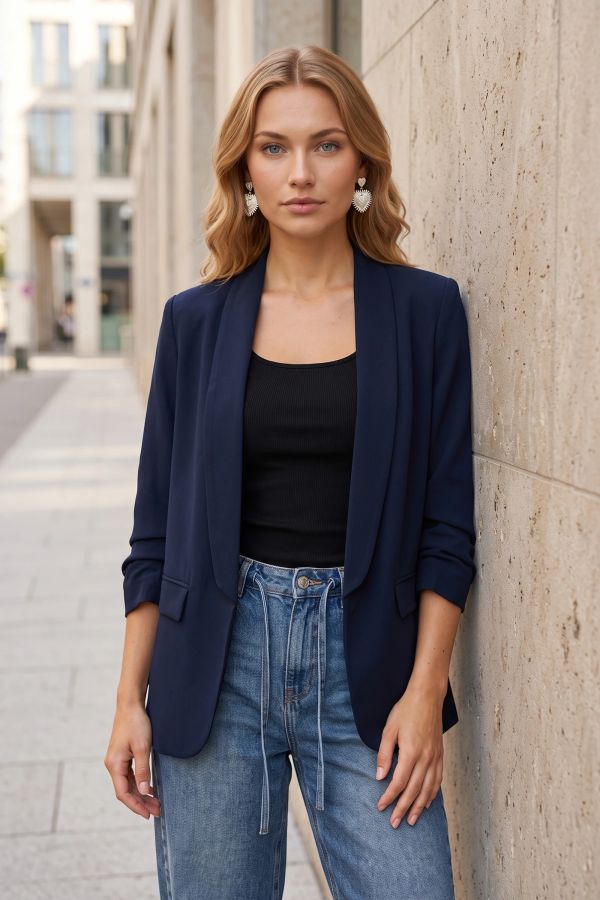 Oversize ανοιχτό σακάκι με σούρες στα μανίκια