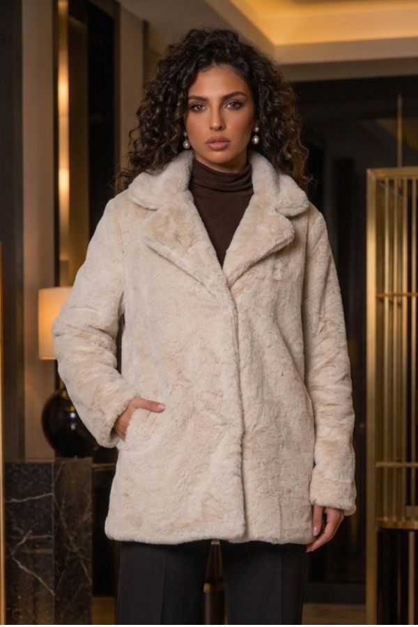 Οικολογική γούνα με κουμπιά - ΜΠΕΖ
