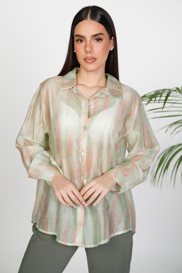 Oversize see-through shirt with textured pattern