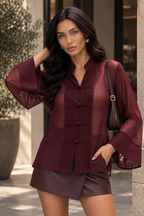 See-through oversize πουκάμισο με japanese κούμπωμα