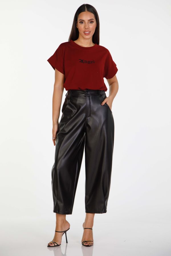 Barrel leatherette pants
