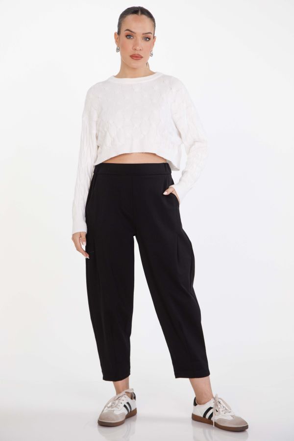 High-waist barrel trousers