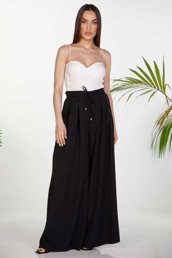 Wide-leg trousers with drawstring belt