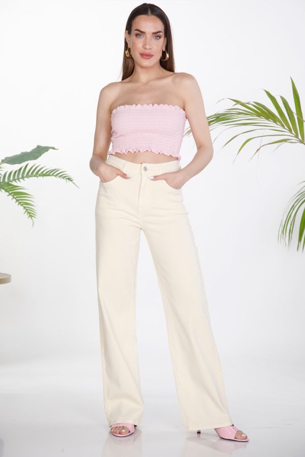 High-waisted wide leg jeans