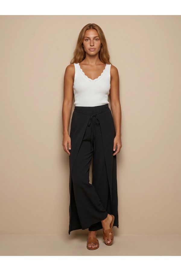 Pareo trousers with front tie, and side slits