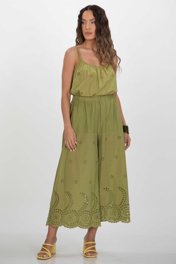 Eyelet culotte trousers
