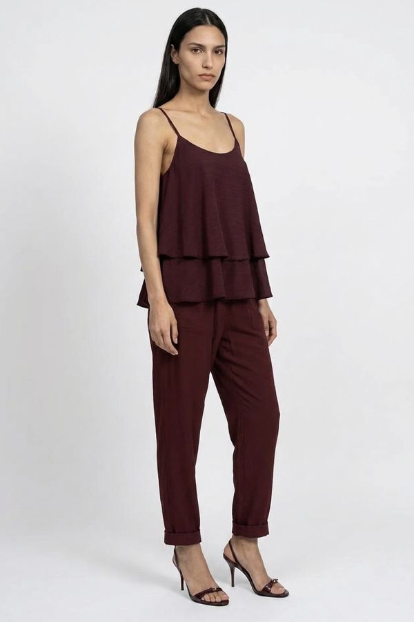 Εlastic-waist trousers with cuffed hem