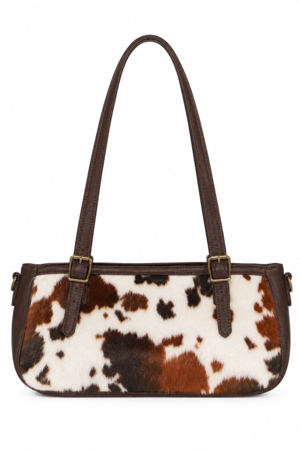 Δερματίνη τσάντα ώμου cow print pony skin