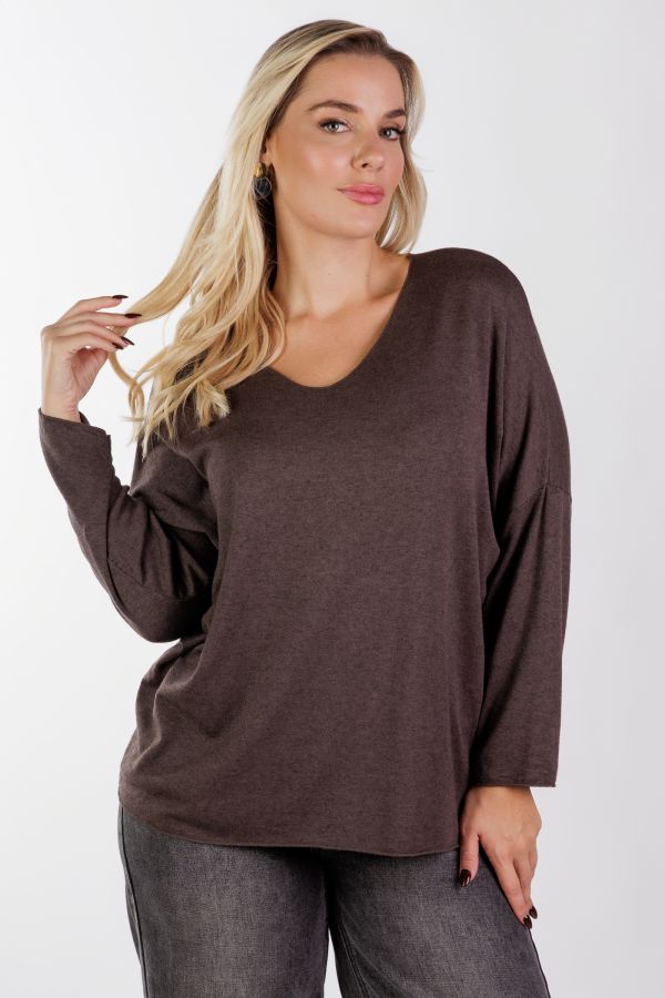 Longsleeve blouse in bat sleeves