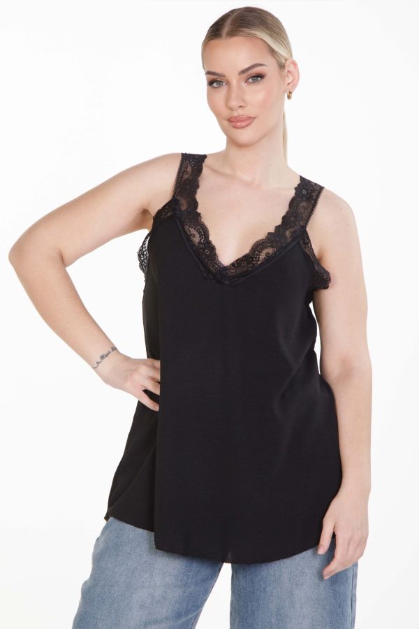 Sleeveless lingerie top with lace details