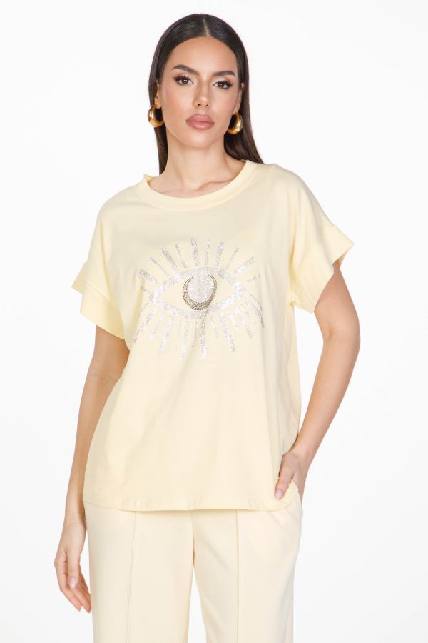 T-shirt με σχέδιο μάτι στρας