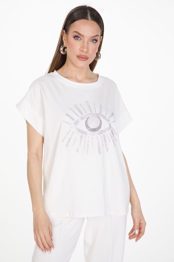 T-shirt με σχέδιο μάτι στρας