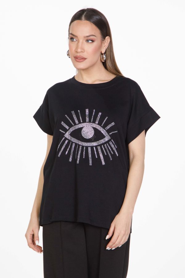 T-shirt με σχέδιο μάτι στρας
