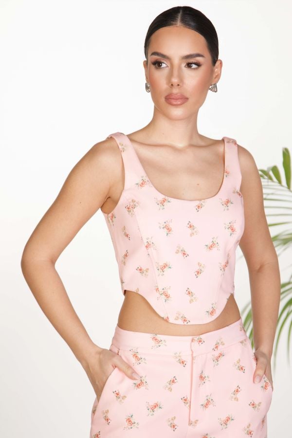Ασύμμετρο φλοράλ crop top