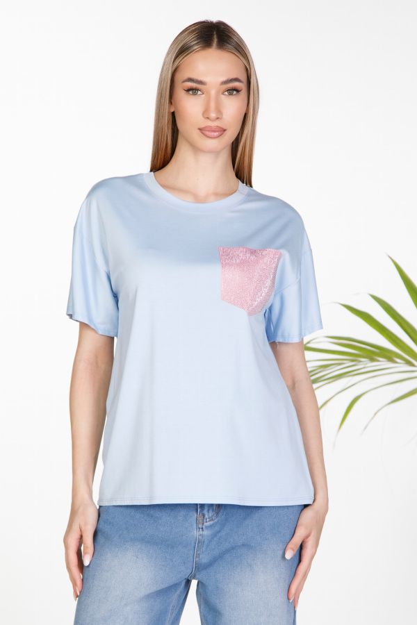 T-shirt with Pocket rhinestones