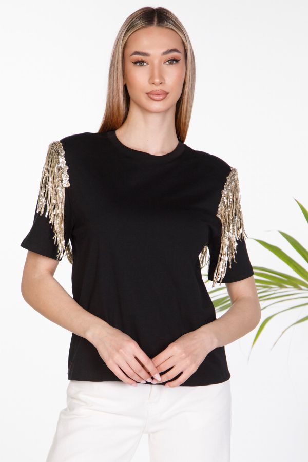 T-shirt με κρόσσια & παγιέτες