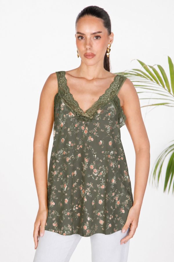 Τοπ lingerie με φλοράλ σχέδιο και δαντέλα