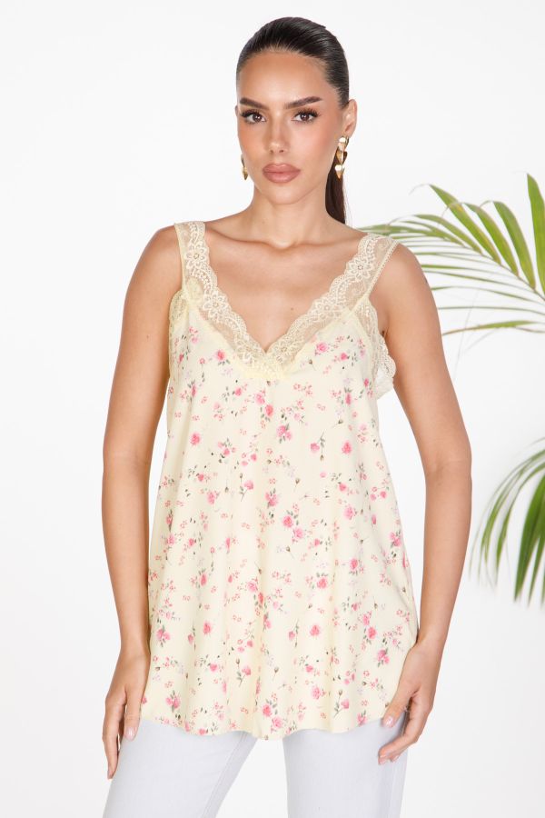 Τοπ lingerie με φλοράλ σχέδιο και δαντέλα