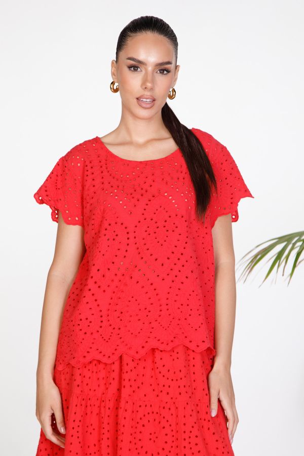 Broderie anglaise blouse with back buttons