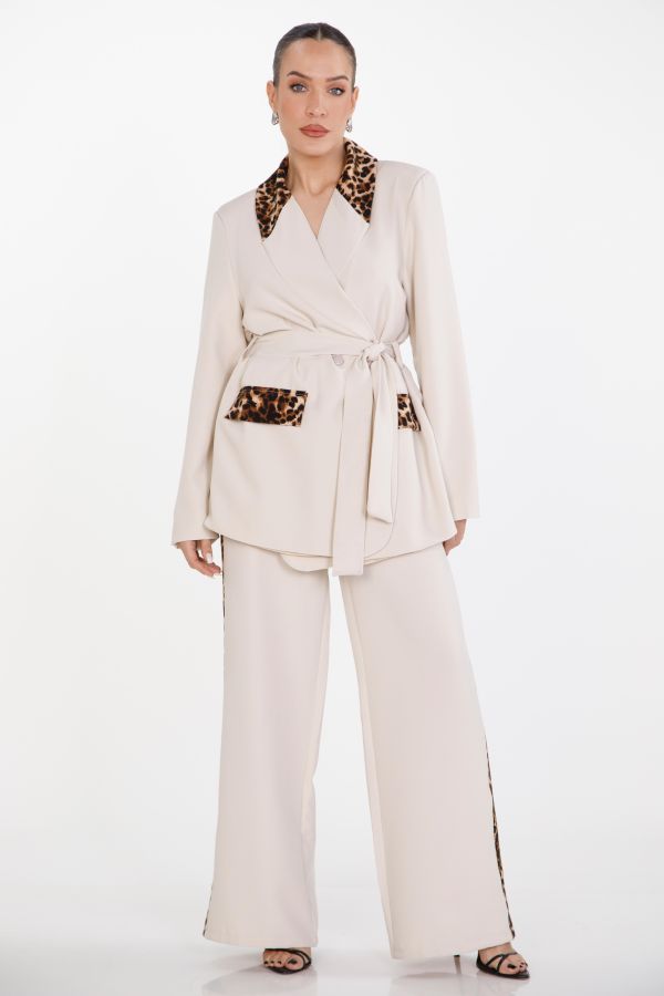 Suit co-ord blazer and pants with leopard details