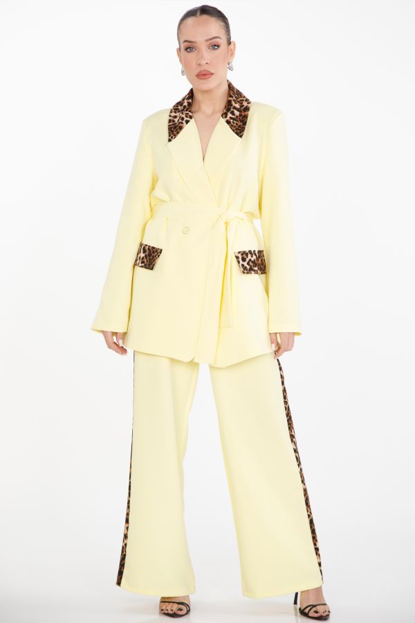 Suit co-ord blazer and pants with leopard details
