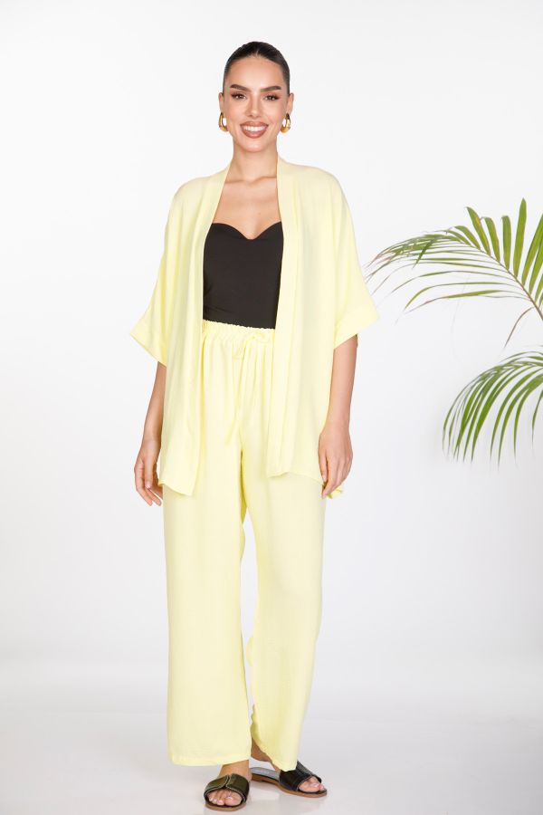 Kimono, pants with elastic band co-ord