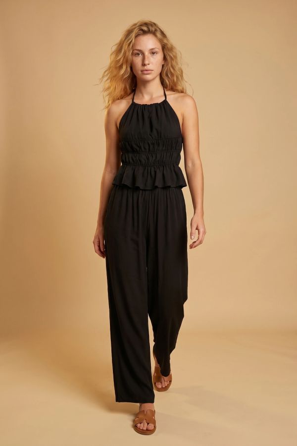 Open-back halter top and trousers set