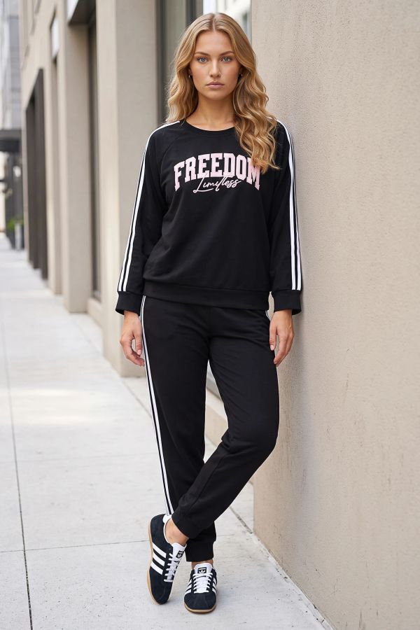 Σετ oversize μπλούζα "Freedom" & παντελόνι με ρίγες