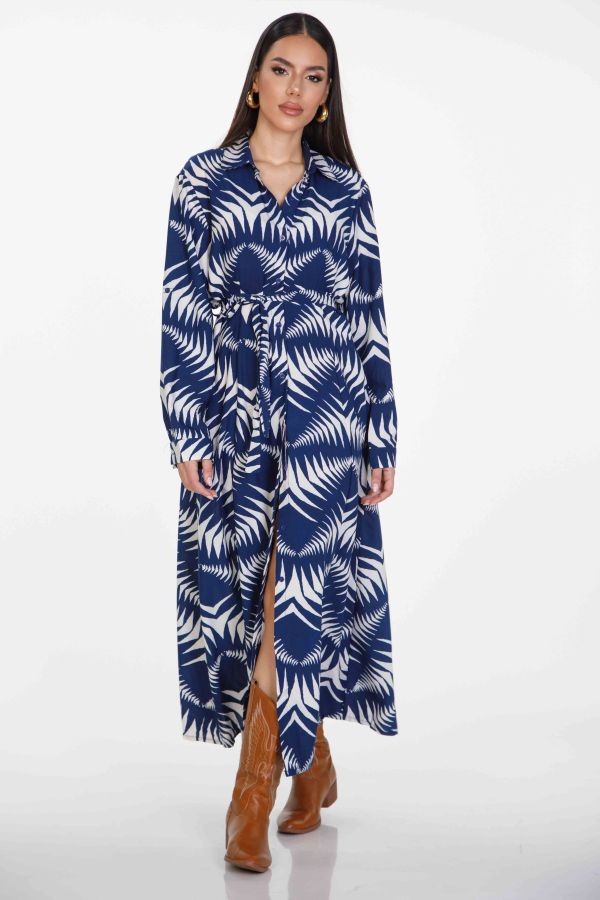 Maxi shirt ruffle printed dress