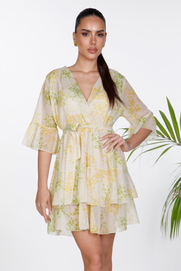 Mini floral dress with belt