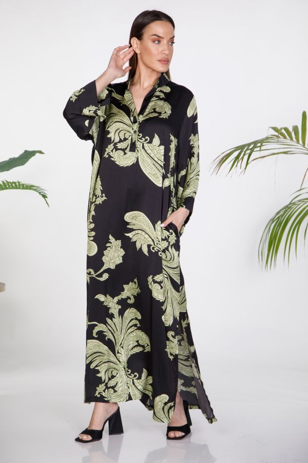 Maxi satin paisley kaftan