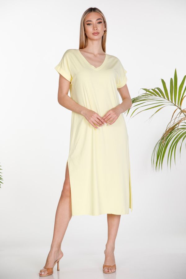 Midi T-shirt dress with side slits