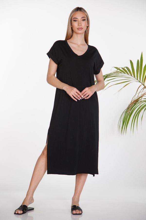 Midi T-shirt dress with side slits