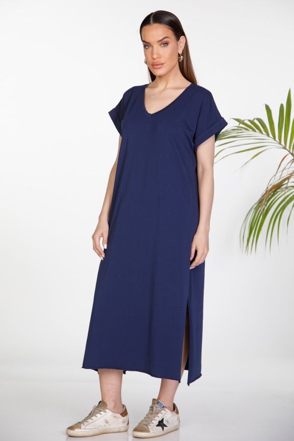 Midi T-shirt dress with side slits
