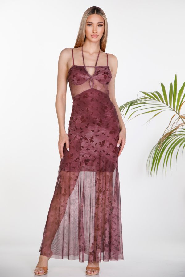 Maxi sheer dress with open back